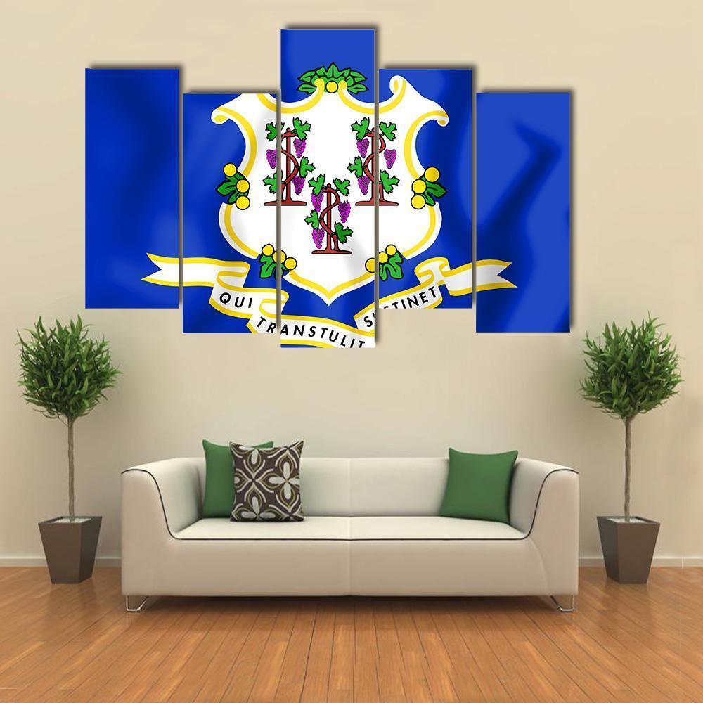 Flag Of Connecticut Canvas Wall Art-5 Pop-Gallery Wrap-47" x 32"-Tiaracle