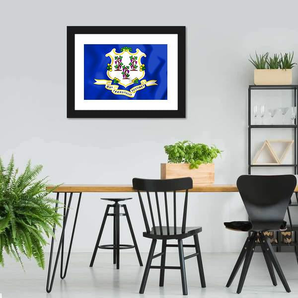 Flag Of Connecticut Canvas Wall Art-3 Horizontal-Gallery Wrap-25" x 16"-Tiaracle