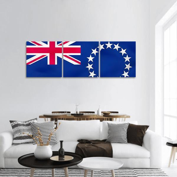 Flag Of Cook Islands Panoramic Canvas Wall Art-3 Piece-25" x 08"-Tiaracle