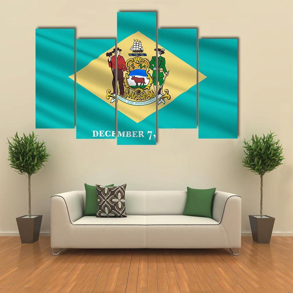 Flag Of Delaware Canvas Wall Art-5 Pop-Gallery Wrap-47" x 32"-Tiaracle