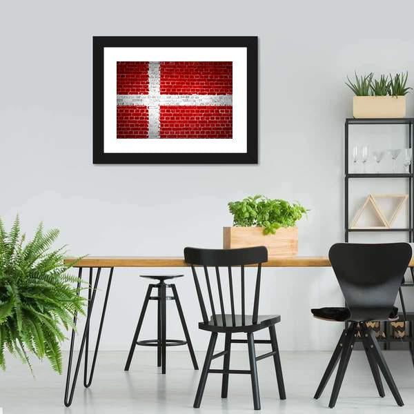 Flag Of Denmark Canvas Wall Art-3 Horizontal-Gallery Wrap-25" x 16"-Tiaracle