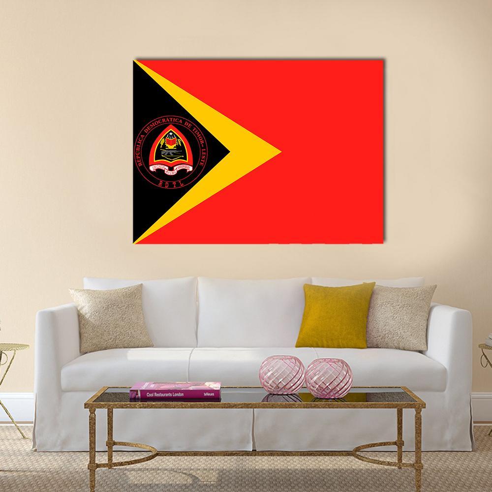 Flag Of East Timor Canvas Wall Art-1 Piece-Gallery Wrap-36" x 24"-Tiaracle