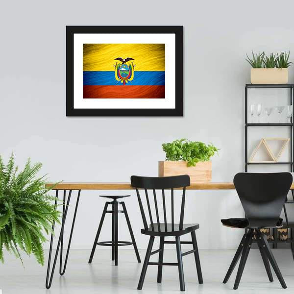 Flag Of Ecuador Canvas Wall Art-5 Horizontal-Gallery Wrap-22" x 12"-Tiaracle