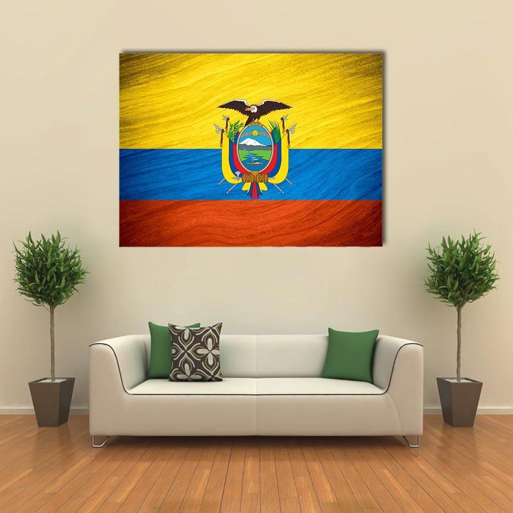 Flag Of Ecuador Canvas Wall Art-1 Piece-Gallery Wrap-48" x 32"-Tiaracle