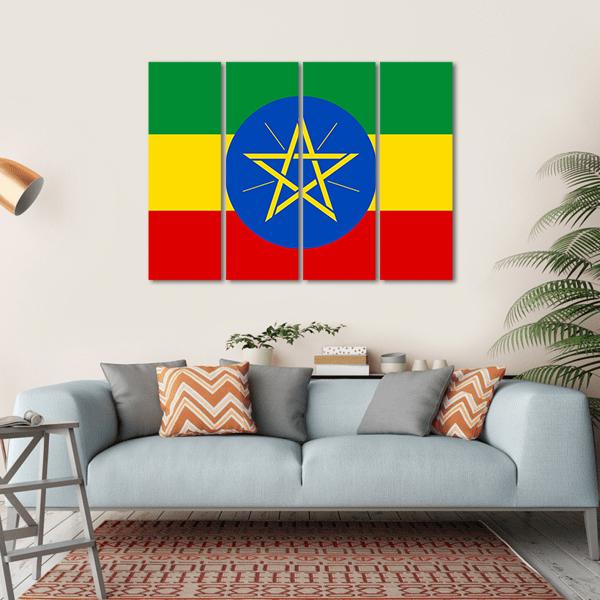Flag Of Ethiopia Canvas Wall Art-4 Horizontal-Gallery Wrap-34" x 24"-Tiaracle