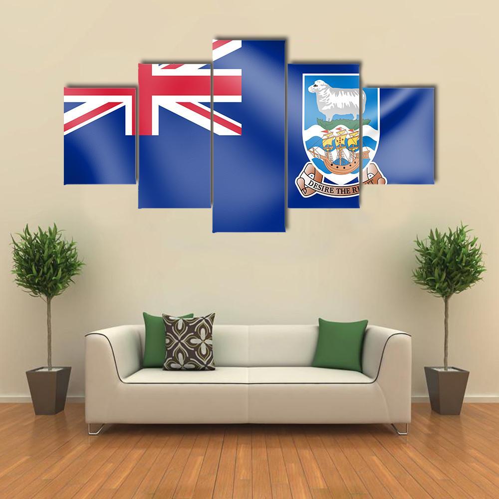 Flag Of Falkland Island Canvas Wall Art-5 Star-Gallery Wrap-62" x 32"-Tiaracle