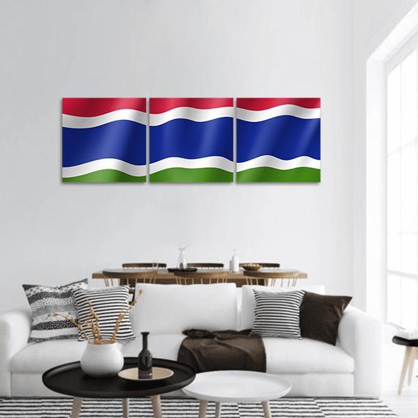 Gambia Flag Panoramic Canvas Wall Art-3 Piece-25" x 08"-Tiaracle