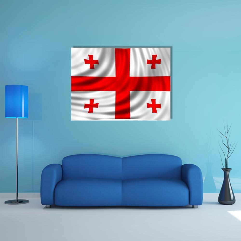 Flag Of Georgia Canvas Wall Art-1 Piece-Gallery Wrap-48" x 32"-Tiaracle
