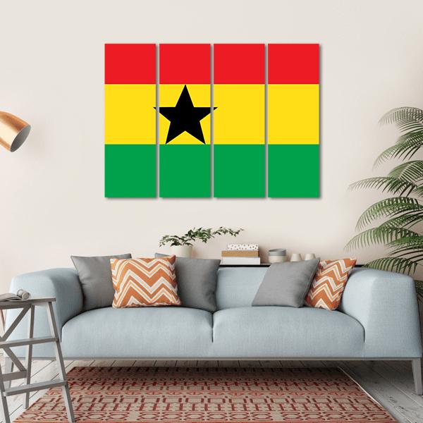 Flag Of Ghana Canvas Wall Art-4 Horizontal-Gallery Wrap-34" x 24"-Tiaracle