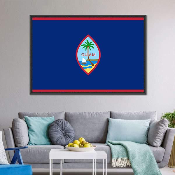 Flag Of Guam Canvas Wall Art-5 Horizontal-Gallery Wrap-22" x 12"-Tiaracle