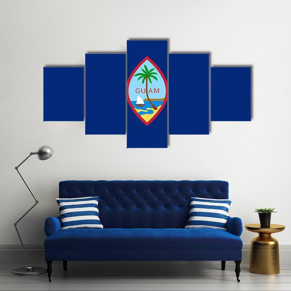 Flag Of Guam Canvas Wall Art-5 Star-Gallery Wrap-62" x 32"-Tiaracle