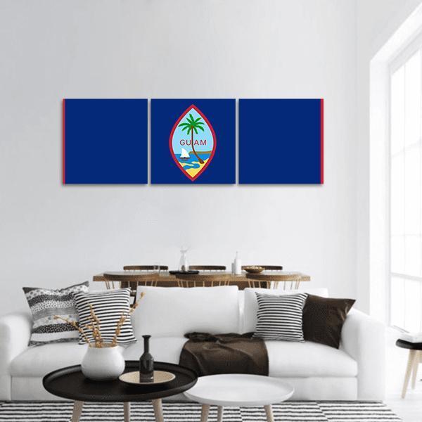 Flag Of Guam Panoramic Canvas Wall Art-3 Piece-25" x 08"-Tiaracle