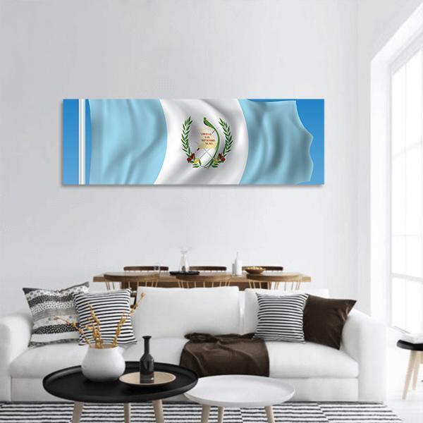 Waving Guatemala Flag Panoramic Canvas Wall Art-1 Piece-36" x 12"-Tiaracle