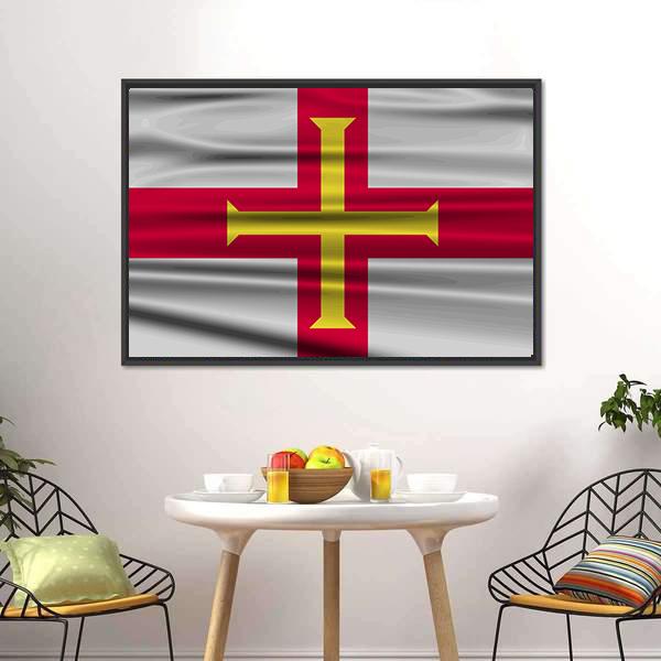Flag Of Guernsey Canvas Wall Art-3 Horizontal-Gallery Wrap-25" x 16"-Tiaracle