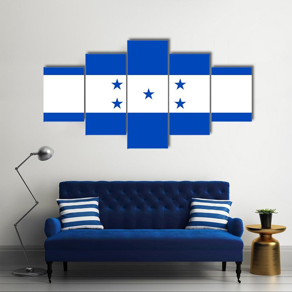 Flag Of Honduras Canvas Wall Art-5 Star-Gallery Wrap-62" x 32"-Tiaracle