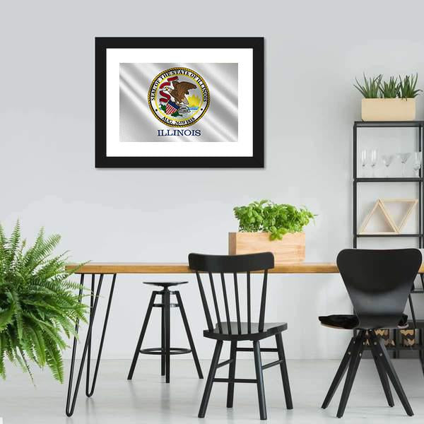Flag Of Illinois Canvas Wall Art-5 Horizontal-Gallery Wrap-22" x 12"-Tiaracle