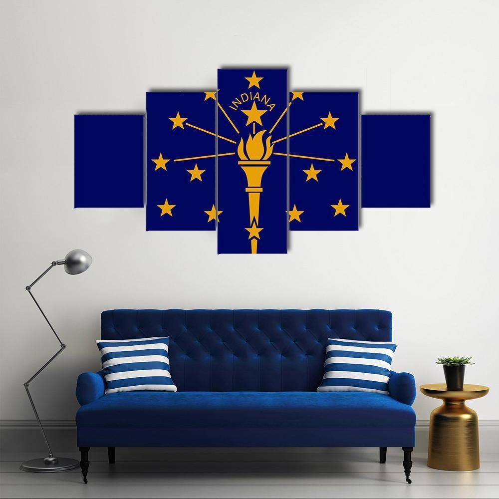 Flag Of Indiana Canvas Wall Art-5 Star-Gallery Wrap-62" x 32"-Tiaracle