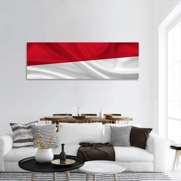 Waving Indonesia Flag Panoramic Canvas Wall Art-1 Piece-36" x 12"-Tiaracle
