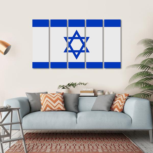Flag Of Israel Canvas Wall Art-5 Horizontal-Gallery Wrap-22" x 12"-Tiaracle