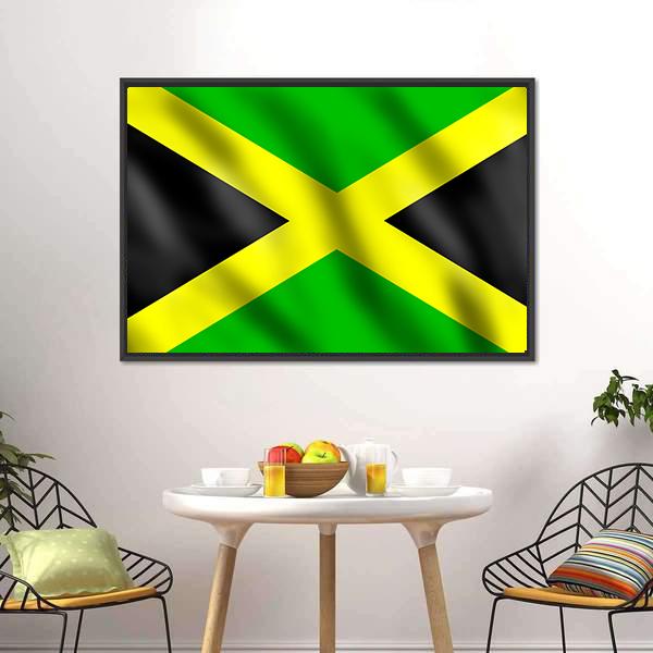 Flag Of Jamaica Canvas Wall Art-3 Horizontal-Gallery Wrap-25" x 16"-Tiaracle