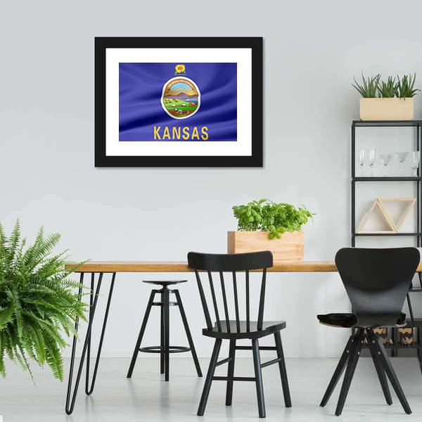 Flag Of Kansas Canvas Wall Art-5 Horizontal-Gallery Wrap-22" x 12"-Tiaracle