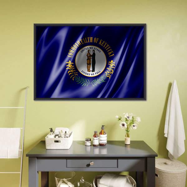 Flag Of Kentucky Canvas Wall Art-1 Piece-Floating Frame-24" x 16"-Tiaracle