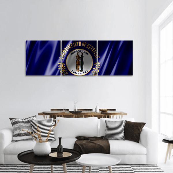 Flag Of Kentucky Panoramic Canvas Wall Art-3 Piece-25" x 08"-Tiaracle