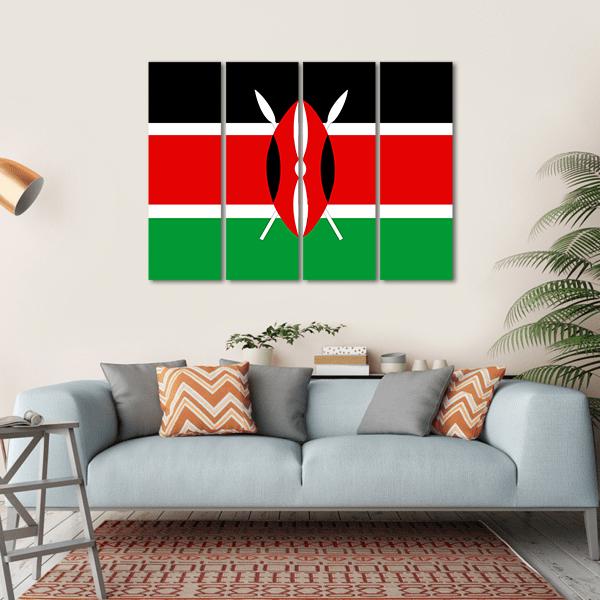 Flag Of Kenya Illustration Canvas Wall Art-4 Horizontal-Gallery Wrap-34" x 24"-Tiaracle