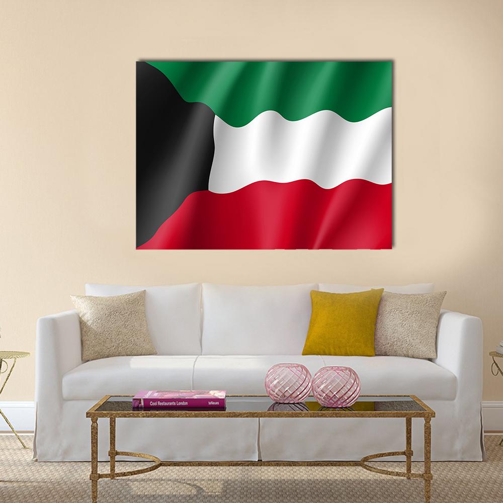 Flag Of Kuwait Canvas Wall Art-1 Piece-Gallery Wrap-36" x 24"-Tiaracle