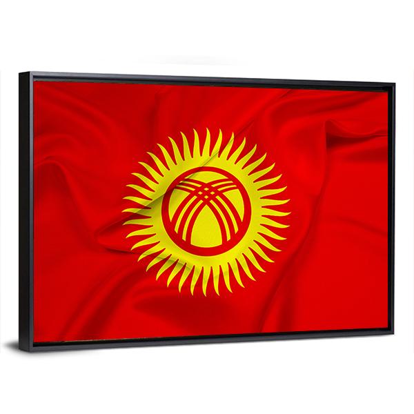 Flag Of Kyrgyzstan Canvas Wall Art-3 Horizontal-Gallery Wrap-25" x 16"-Tiaracle