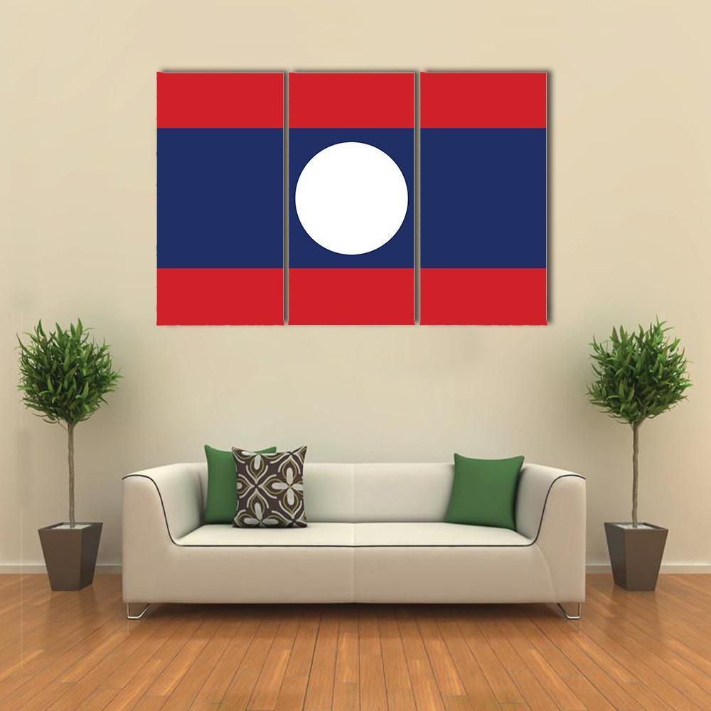Flag Of Laos Canvas Wall Art-3 Horizontal-Gallery Wrap-37" x 24"-Tiaracle
