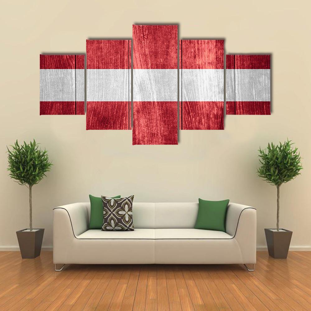 Flag Of Latvia Canvas Wall Art-5 Star-Gallery Wrap-62" x 32"-Tiaracle