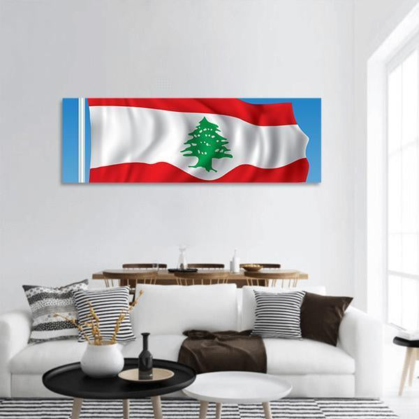 Flag Of Lebanon Panoramic Canvas Wall Art-1 Piece-36" x 12"-Tiaracle