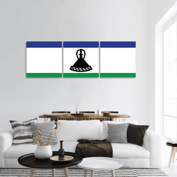 Flag Of Lesotho Panoramic Canvas Wall Art-3 Piece-25" x 08"-Tiaracle