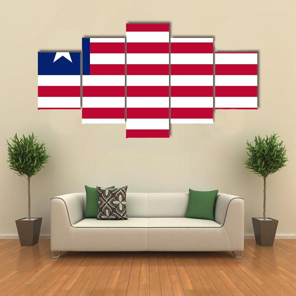 Flag Of Liberia Canvas Wall Art-5 Star-Gallery Wrap-62" x 32"-Tiaracle