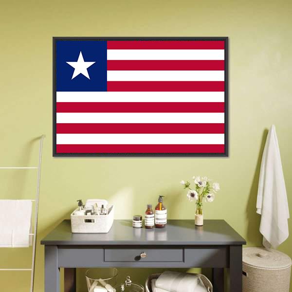 Flag Of Liberia Canvas Wall Art-1 Piece-Floating Frame-24" x 16"-Tiaracle