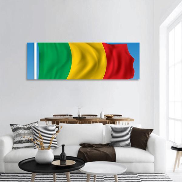 Waving Flag of Mali Panoramic Canvas Wall Art-1 Piece-36" x 12"-Tiaracle