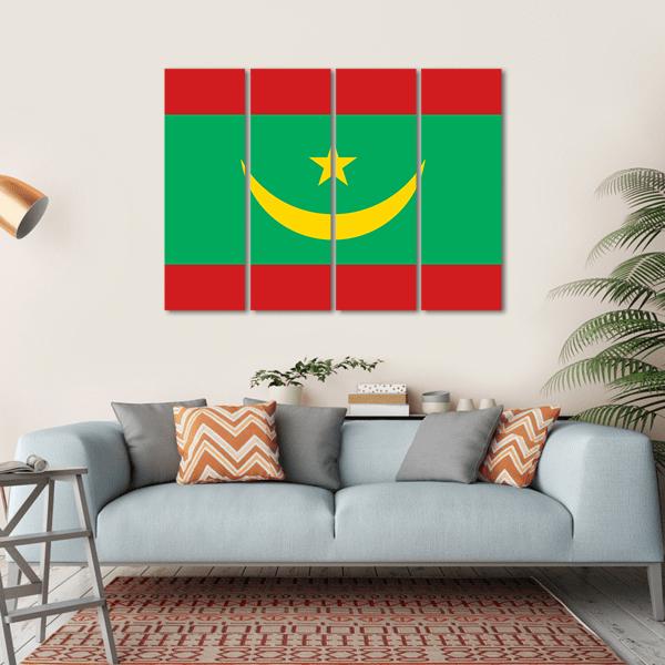 Flag Of Mauritania Canvas Wall Art-4 Horizontal-Gallery Wrap-34" x 24"-Tiaracle