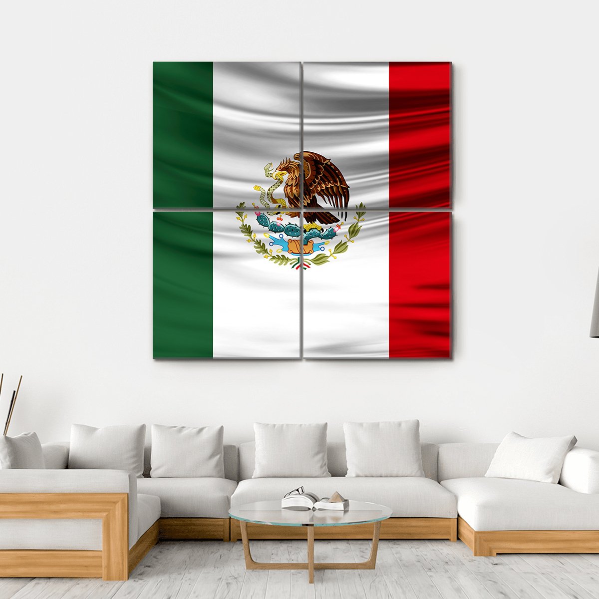 Flag Of Mexico Canvas Wall Art-4 Square-Gallery Wrap-17" x 17"-Tiaracle