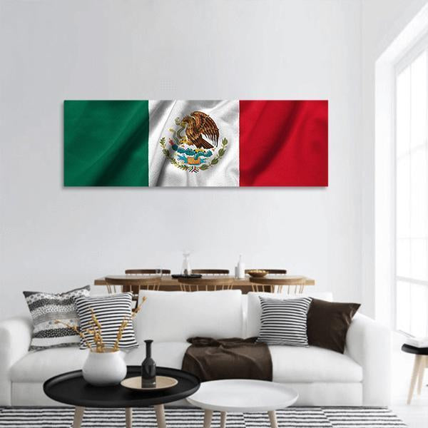 Flag Of Mexico Panoramic Canvas Wall Art-1 Piece-36" x 12"-Tiaracle