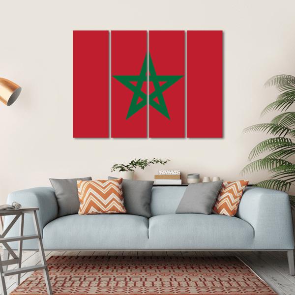 Flag Of Morocco Canvas Wall Art-4 Horizontal-Gallery Wrap-34" x 24"-Tiaracle
