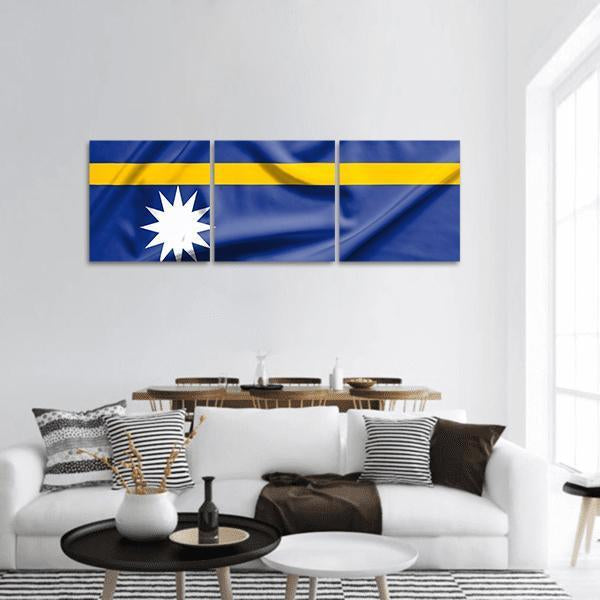Nauru Flag Panoramic Canvas Wall Art-3 Piece-25" x 08"-Tiaracle