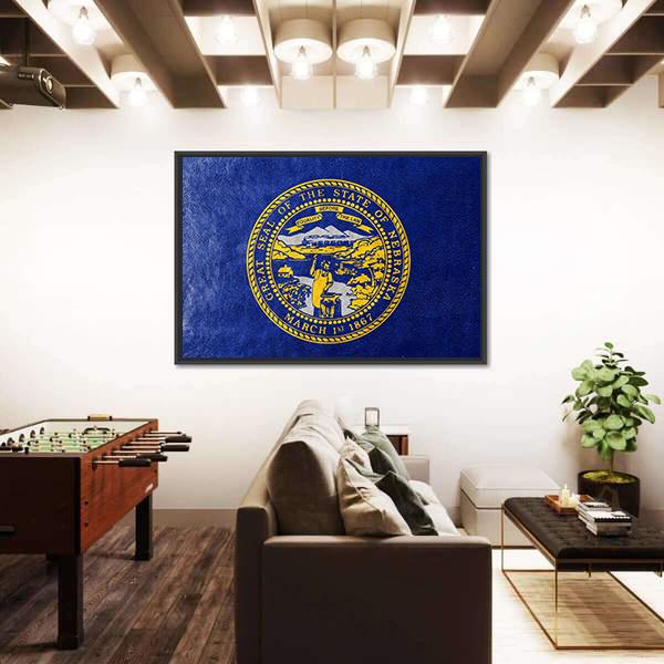 Flag Of Nebraska Canvas Wall Art-5 Horizontal-Gallery Wrap-22" x 12"-Tiaracle