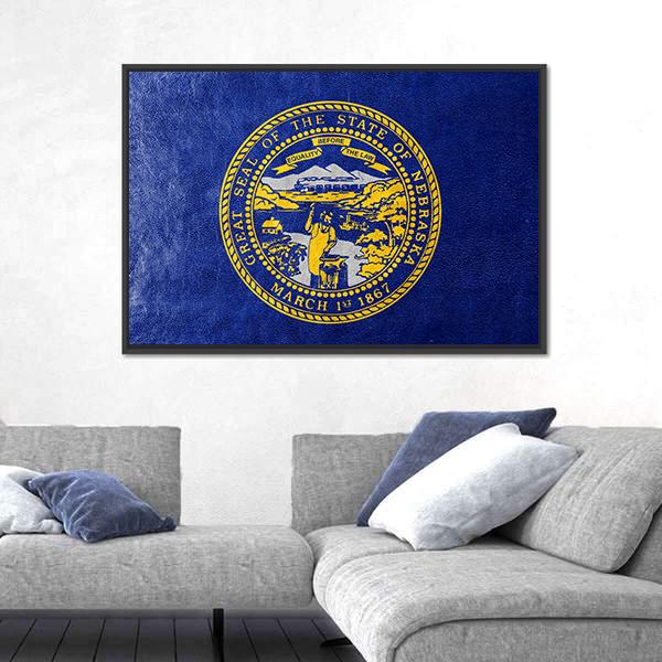 Flag Of Nebraska Canvas Wall Art-5 Horizontal-Gallery Wrap-22" x 12"-Tiaracle