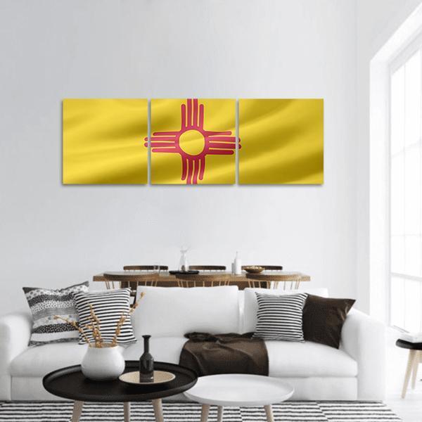 Flag Of New Mexico Panoramic Canvas Wall Art-3 Piece-25" x 08"-Tiaracle