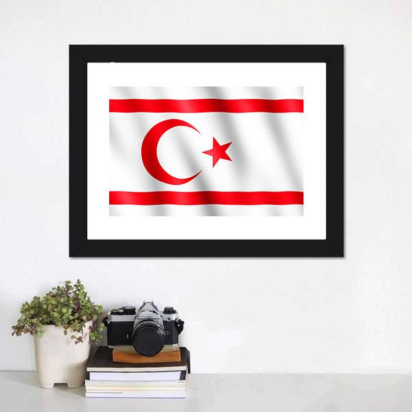 Flag Of Northern Cyprus Canvas Wall Art-1 Piece-Framed Print-20" x 16"-Tiaracle