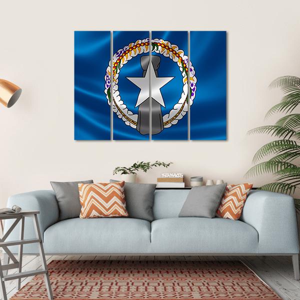 Flag Of Northern Mariana Islands Canvas Wall Art-4 Horizontal-Gallery Wrap-34" x 24"-Tiaracle
