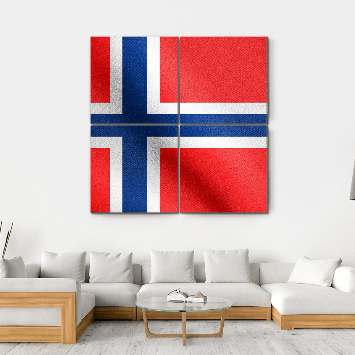 Flag Of Norway Canvas Wall Art-4 Square-Gallery Wrap-17" x 17"-Tiaracle
