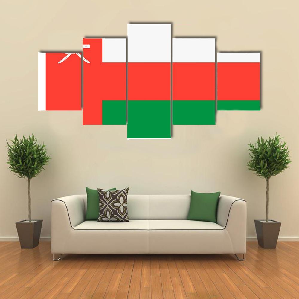 Flag Of Oman Canvas Wall Art-5 Star-Gallery Wrap-62" x 32"-Tiaracle