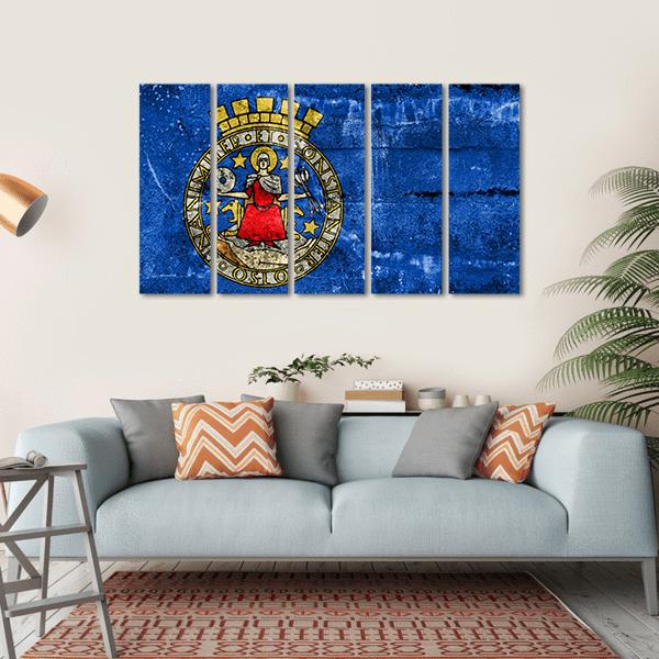 Flag Of Oslo Norway Canvas Wall Art-5 Horizontal-Gallery Wrap-22" x 12"-Tiaracle